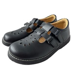 Chili Pepper Mary Jane Fisherman Style Double Strap Black Leather Shoes 6.5 NEW